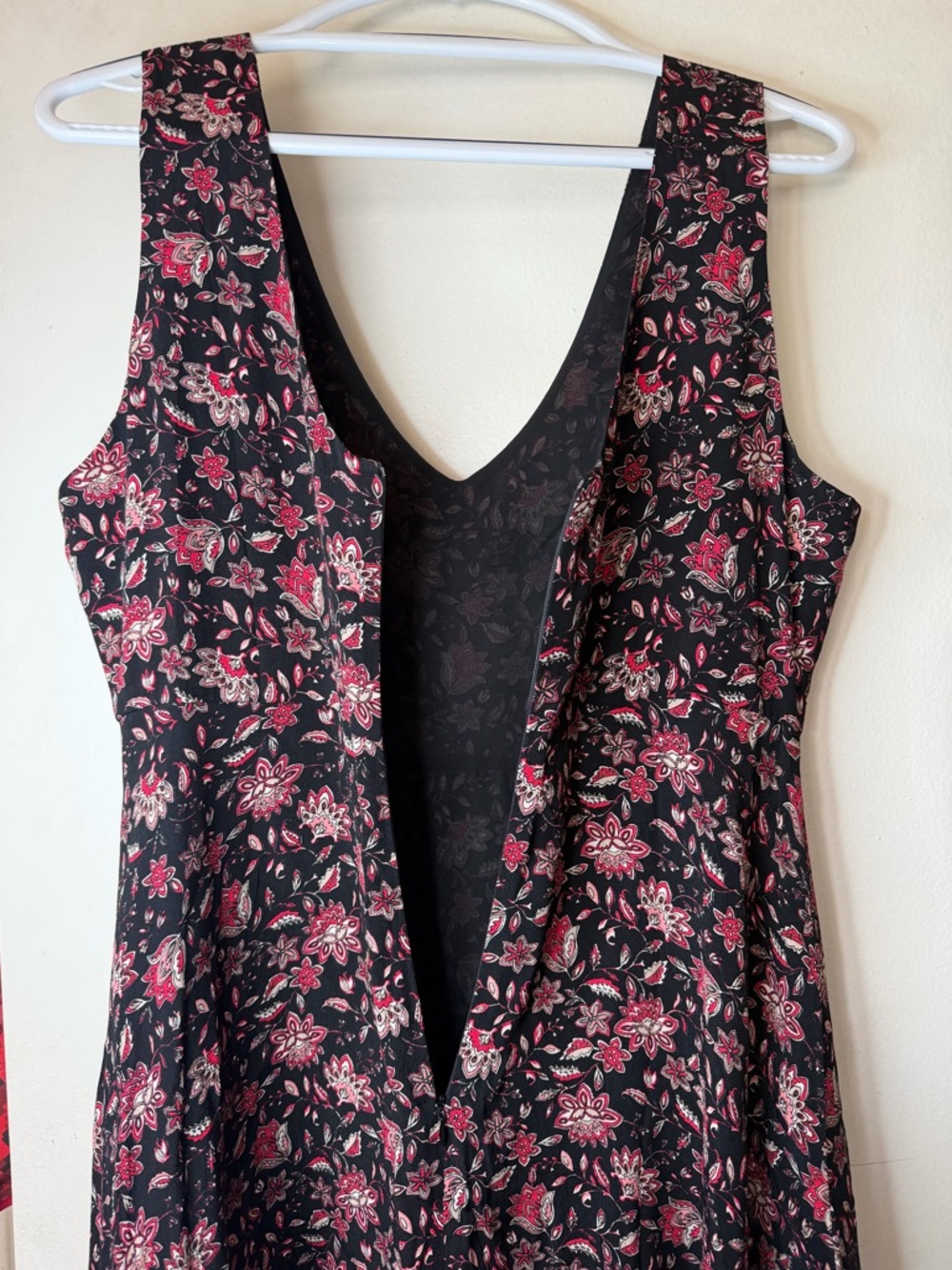 Forever 21 Floral Mini Dress Black Red Fit & Flare Size Large - Picture 5 of 6